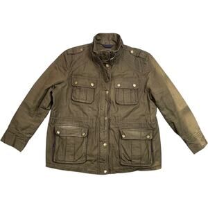 Boden Olive Green Utility Field Jacket Quilted Shoulder Military Style - US 18
